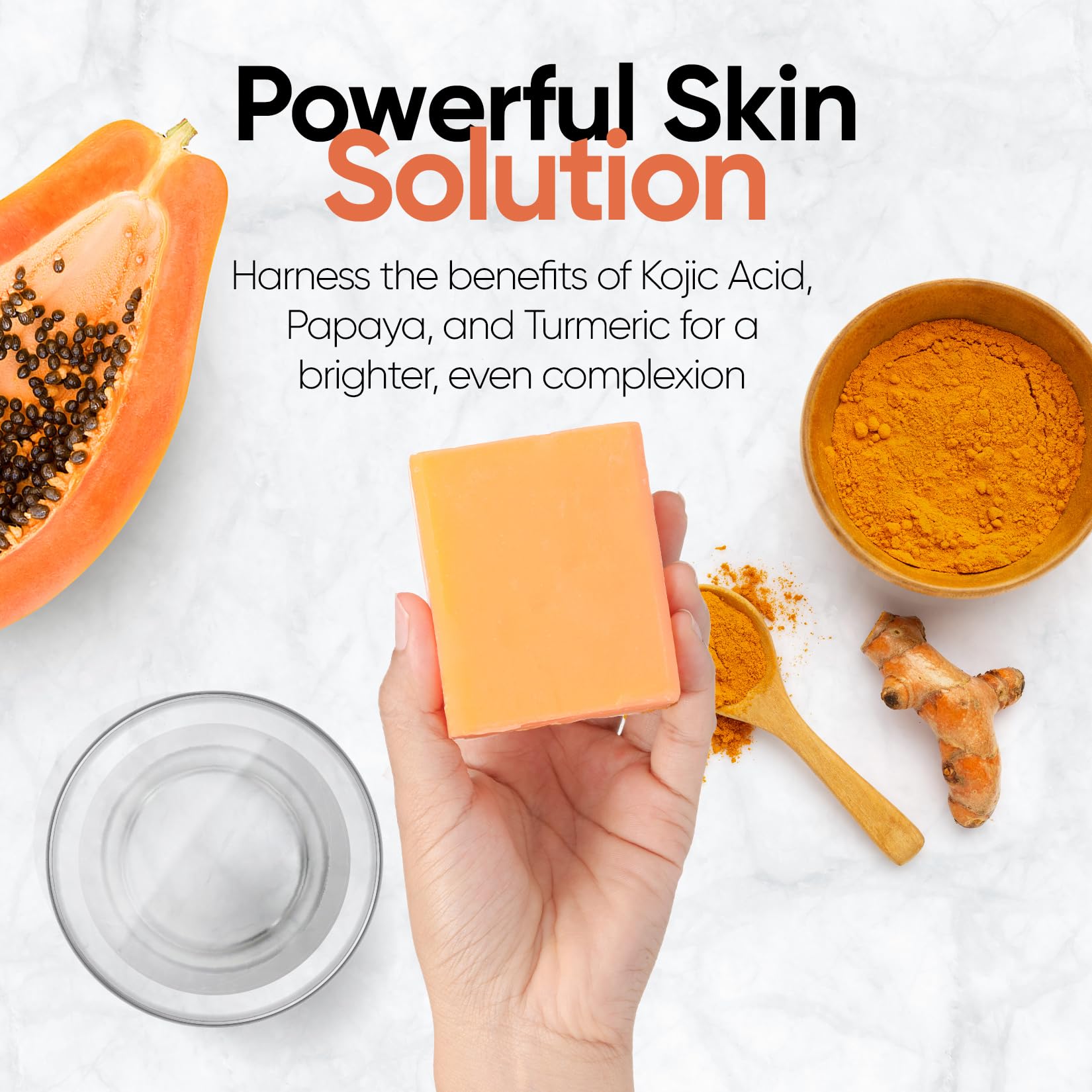 Papaya Soap Face & Body Wash – Skin Brightening Papaya Soap Bar for Dark Spots – Reduce Acne, Cleanse Scars, & Even Skin Tone – with Turmeric, Kojic Acid & Essential Oils – for All Skin Types